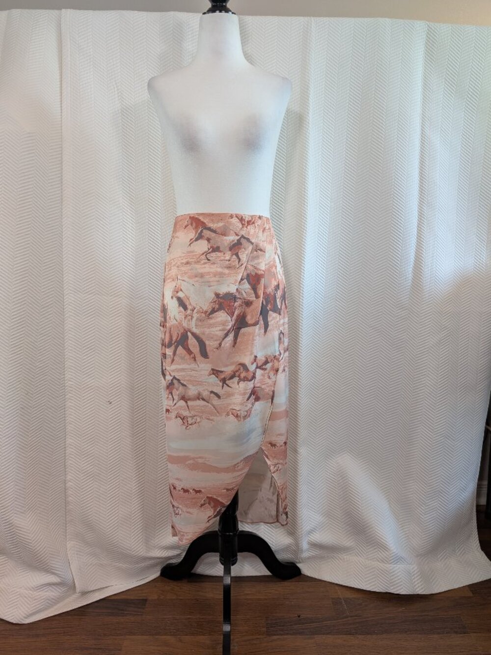 Urban Outfitters Kelly Tulip Satin Midi Skirt Horse Print Small Western Festival